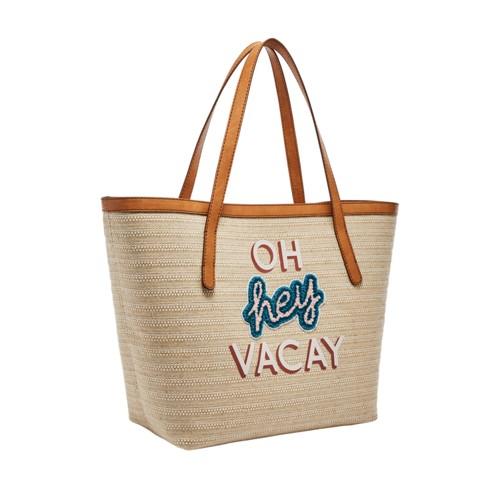 Fossil Jeanne Beach Tote  Handbags Straw Stripe- Zb7745269