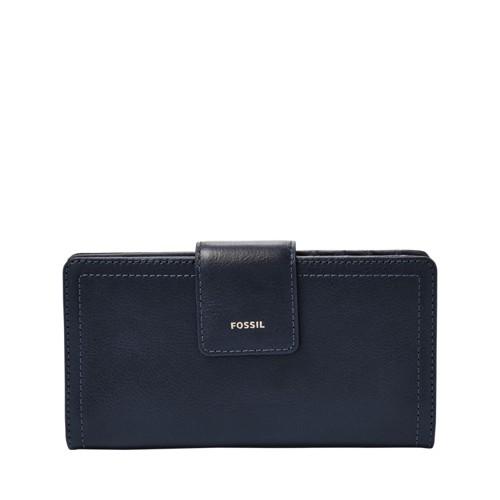 Fossil Logan Rfid Tab Clutch  Wallet Midnight Navy- Sl7830406