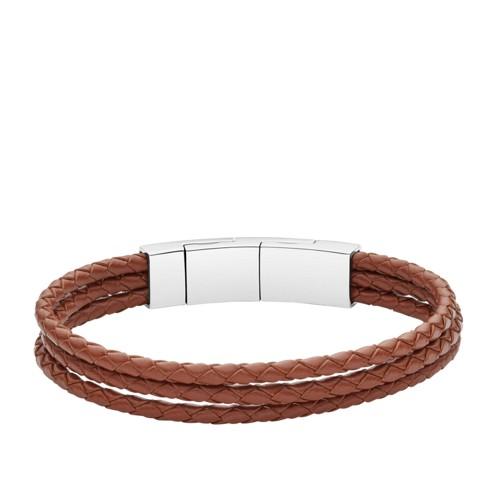 Fossil Light Brown Multi-strand Leather Bracelet  Jewelry - Jf02683040