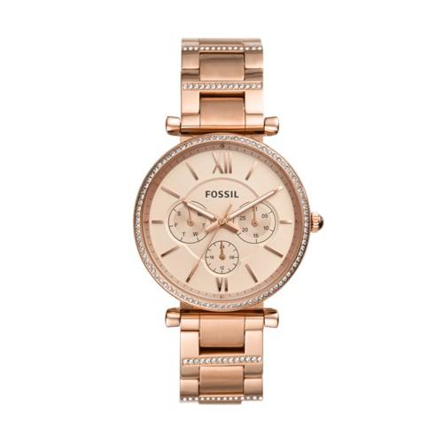 Fossil Carlie Multifunction Rose Gold-tone Stainless Steel Watch  Jewelry - Es4542