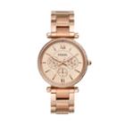 Fossil Carlie Multifunction Rose Gold-tone Stainless Steel Watch  Jewelry - Es4542