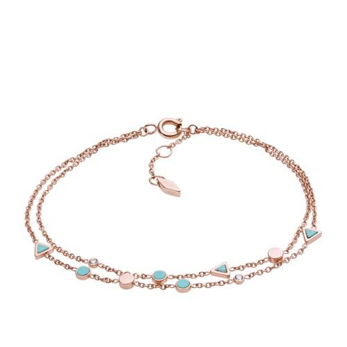 Fossil Turquoise Double Chain Bracelet  Jewelry - Jf02642791