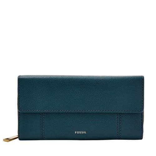 Fossil Jori Rfid Flap Clutch  Wallet Indian Teal- Swl1820380