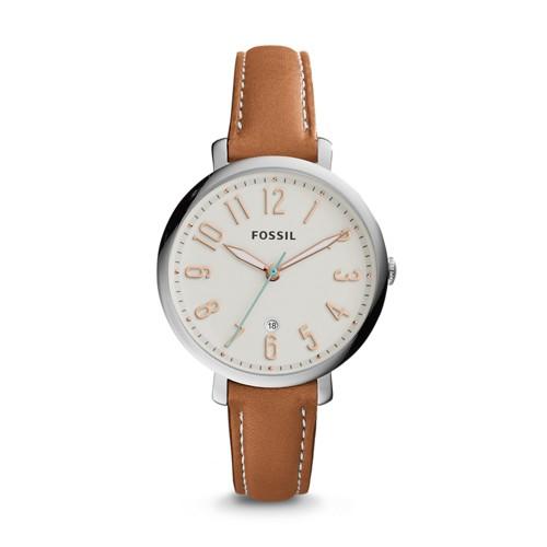 Fossil Jacqueline Two-hand Date Dark Brown Leather Watch Es3942 Beige