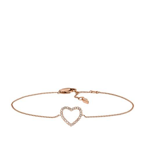 Fossil Open Heart Rose Gold-tone Stainless Steel Bracelet  Jewelry Rose Gold- Jf03085791