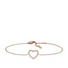 Fossil Open Heart Rose Gold-tone Stainless Steel Bracelet  Jewelry Rose Gold- Jf03085791