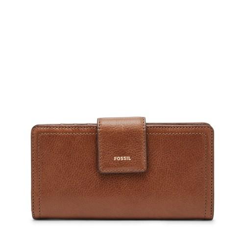 Fossil Logan Rfid Tab Clutch  Wallet Brown- Sl7830200