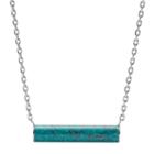 Fossil Turquoise Reconstituted Marble Plaque Stainless Steel Necklace  Jewelry Silver- Jof00371040