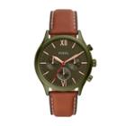 Fossil Fenmore Midsize Multifunction Luggage Leather Watch  Jewelry - Bq2409