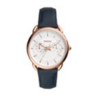 Fossil Tailor Multifunction Navy Leather Watch  Jewelry - Es4260
