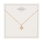 Fossil Letter N Rose Gold-tone Stainless Steel Necklace  Jewelry - Jf03043791
