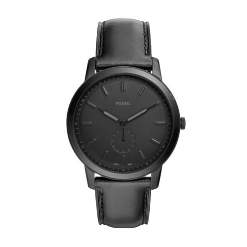 Fossil The Minimalist Two-hand Black Leather Watch  Jewelry - Fs5447