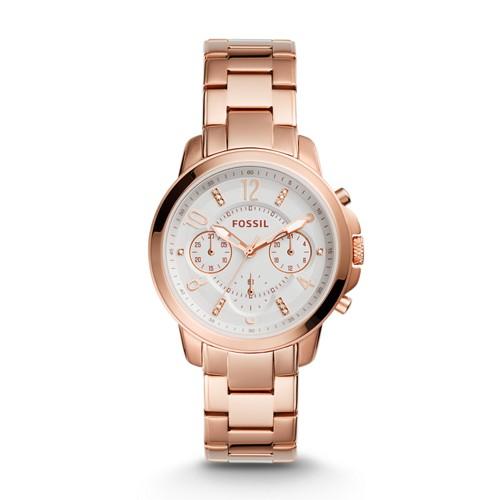Fossil Jacqueline Chronograph Rose Gold-tone Stainless Steel Watch Es4035 White