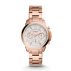 Fossil Jacqueline Chronograph Rose Gold-tone Stainless Steel Watch Es4035 White