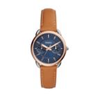 Fossil Tailor Multifunction Luggage Leather Watch  Jewelry - Es4257