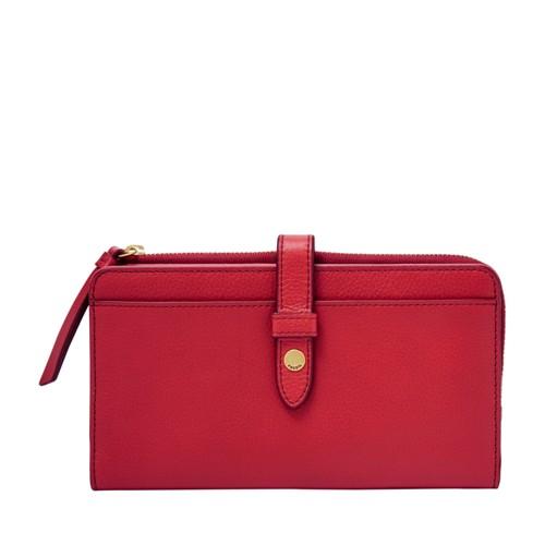 Fossil Fiona Tab Clutch  Wallet Poppy Red- Sl7704621