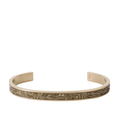 Fossil Textured Antique Gold-tone Stainless Steel Open Cuff  Jewelry - Jf03129715