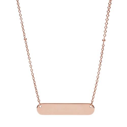 Fossil Plaque Rose Gold-tone Steel Necklace  Jewelry Rose Gold- Jf02901791