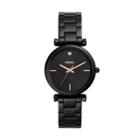 Fossil Carlie Carbon Series Three-hand Black Stainless Steel Watch  Jewelry - Es4442