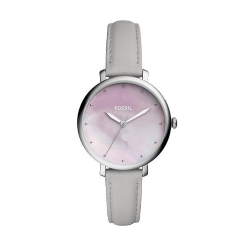 Fossil Jacqueline Three-hand Mineral Gray Leather Watch  Jewelry - Es4386