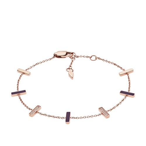 Fossil Rose Gold-tone Stainless Steel Glitz Bracelet  Jewelry - Jf03030791