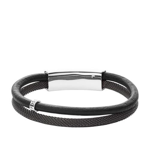 Fossil Vintage Casual Gray Leather Double Bracelet  Jewelry - Jf02829040