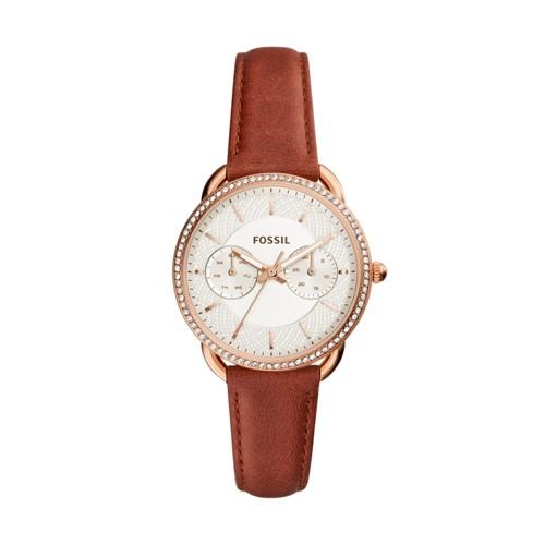 Fossil Tailor Multifunction Terracotta Leather Watch  Jewelry - Es4422
