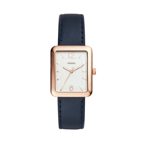 Fossil Atwater Three-hand Navy Leather Watch  Jewelry - Es4158
