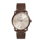 Fossil The Commuter Three-hand Date Brown Leather Watch  Jewelry - Fs5341