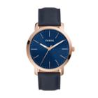 Fossil Luther Three-hand Navy Leather Watch  Jewelry - Bq2424