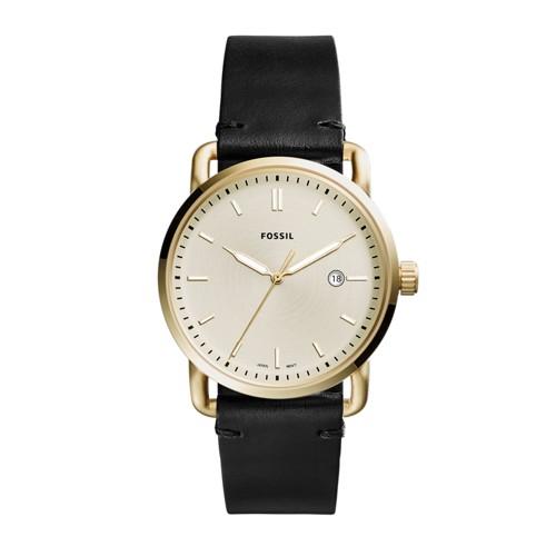 Fossil The Commuter Three-hand Date Black Leather Watch  Jewelry - Fs5387