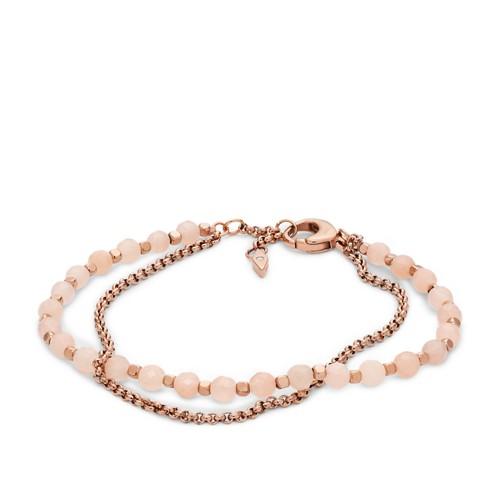 Fossil Pink Semi-precious Double-chain Bracelet  Jewelry - Ja6851791