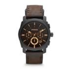 Fossil Machine Mid-size Chronograph Brown Leather Watch   - Fs4656