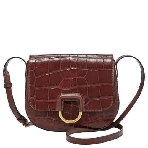 Fossil Stella Crossbody  Handbag Brown Croco- Shb1996204