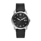 Fossil The Commuter Three-hand Date Black Leather Watch  Jewelry - Fs5406