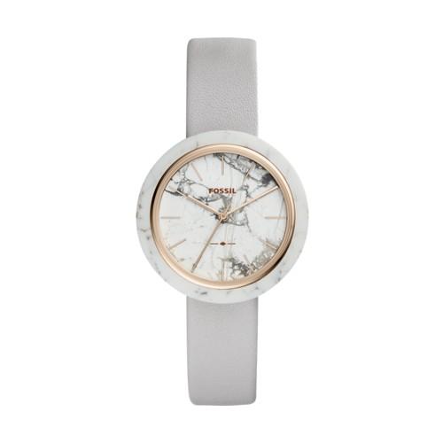 Fossil Camille Three-hand Mineral Gray Leather Watch  Jewelry - Es4381