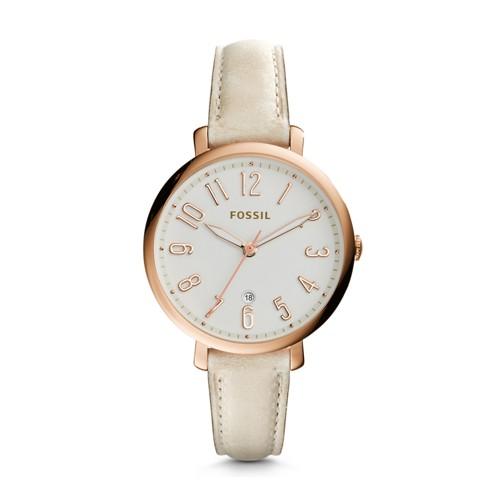 Fossil Jacqueline Two-hand Date Light Brown Leather Watch Es3943 Silver