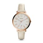 Fossil Jacqueline Two-hand Date Light Brown Leather Watch Es3943 Silver