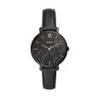 Fossil Jacqueline Three-hand Black Leather Watch  Jewelry - Es4532