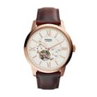 Fossil Townsman Automatic Dark Brown Leather Watch  Jewelry - Me3105