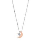 Fossil Moon And Star Two-tone Stainless Steel Necklace  Jewelry - Jof00518998