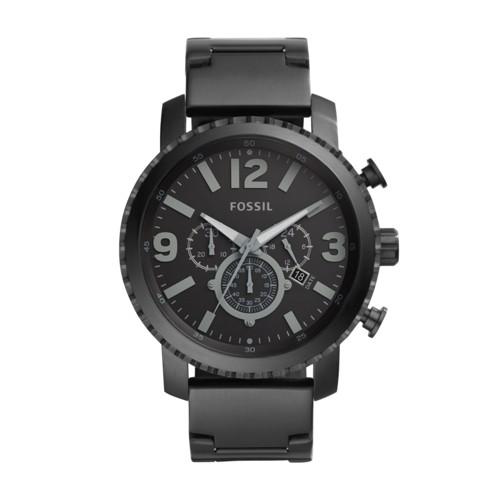 Fossil Gage Chronograph Black Stainless Steel Watch  Jewelry - Bq1652