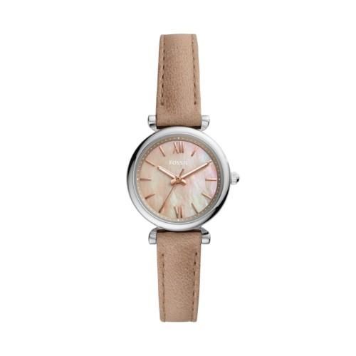 Fossil Carlie Mini Three-hand Sand Leather Watch  Jewelry - Es4530