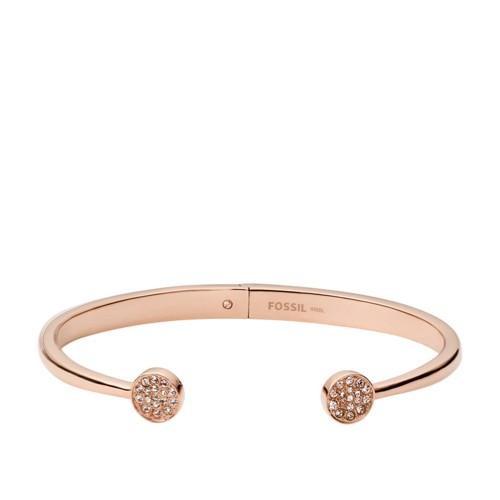 Fossil Pavã© Disc Rose Gold-tone Stainless Steel Open Cuff  Jewelry - Jof00419791