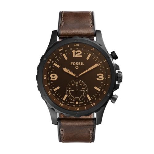 Fossil Hybrid Smartwatch - Q Nate Dark Brown Leather  Jewelry - Ftw1159