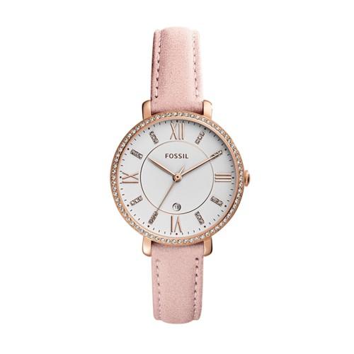 Fossil Jacqueline Three-hand Date Blush Leather Watch  Jewelry - Es4303