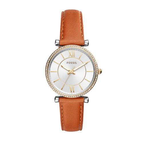 Fossil Carlie Three-hand Luggage Leather Watch  Jewelry - Es4344