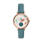 Fossil Jacqueline Three-hand Caribbean Teal Leather Watch  Jewelry - Es4524
