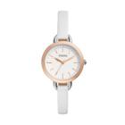 Fossil Classic Minute Three-hand White Leather Watch  Jewelry - Bq3328