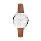 Fossil Jacqueline Three-hand Date Brown Leather Watch  Jewelry - Es4368